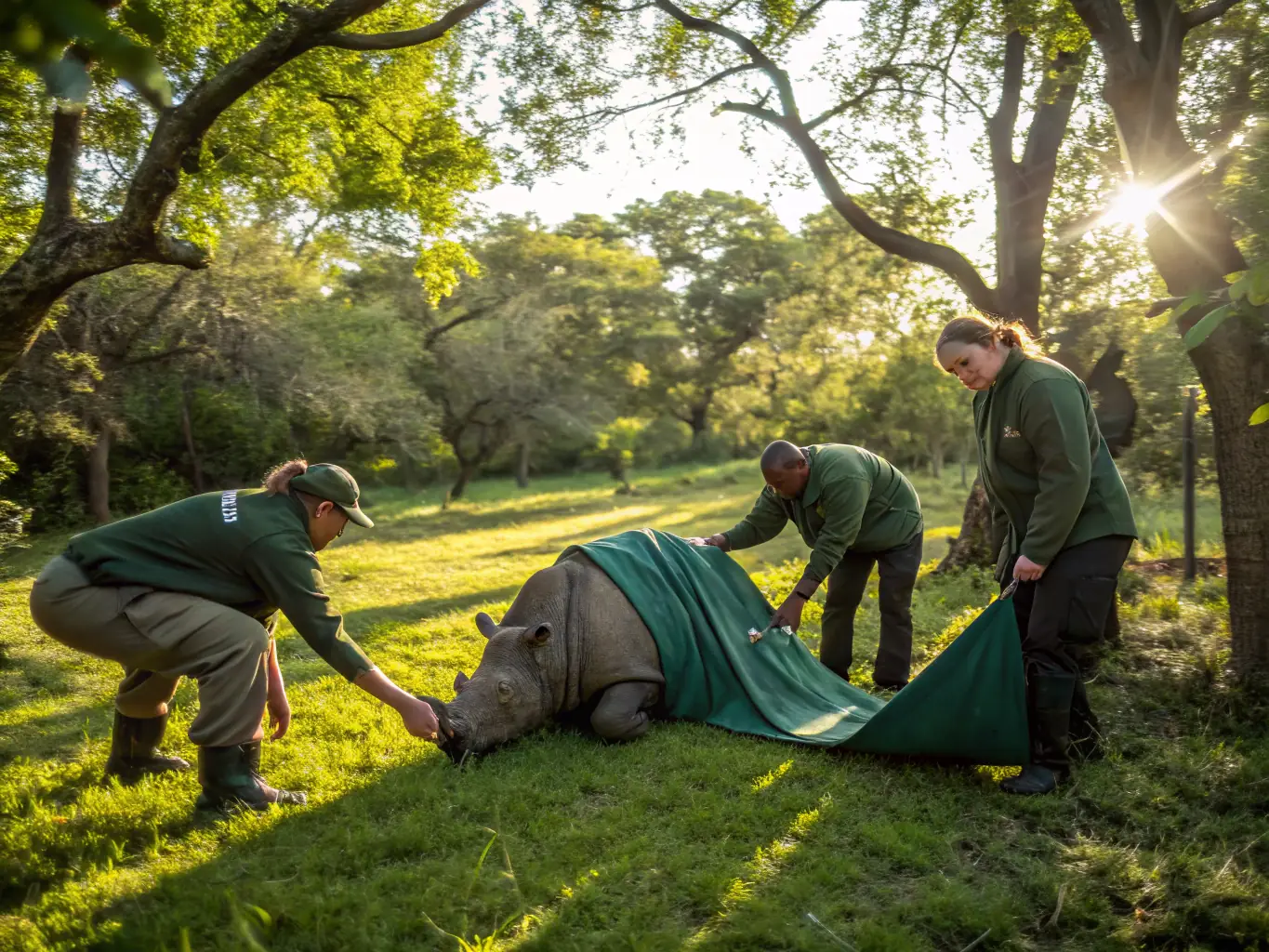 An image showing a wildlife biologist releasing a tagged deer back into its natural habitat, representing the restocking program of SOCIETE DE CHASSE DE CURAN.